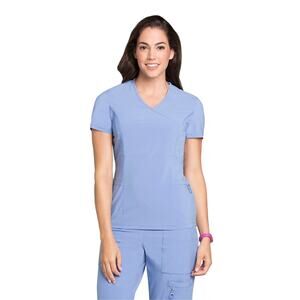 Ceil Blue Lynx Women's Crossover Solid Tunic Scrub Top-6004 - Size Large